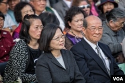 不久前出席公开活动的台湾民进党主席、2016总统候选人蔡英文。(美国之音记者方正拍摄)