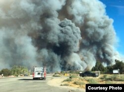 许多山林社区被迫疏散(圣贝纳迪诺县消防队提供照片)