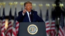 特朗普总统2020年8月27日在接受共和党提名的讲话中指责对手拜登让大量工作机会流向中国