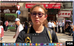 香港民众米歇尔说,她专门光顾支持反送中运动的黄丝餐厅。 (美国之音任新拍摄)