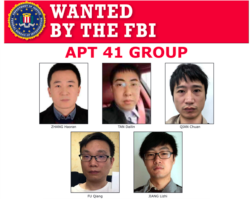 联邦调查局公布的五名被起诉的中国黑客照片，他们被控为APT 41黑客团伙成员。(2020年9月16日)