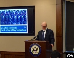 兰德公司在国会山举行简报会介绍美中军事力量对比研究报告。（美国之音杨晨拍摄）
