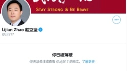 北京历史学者章立凡3月13日发推称其账号遭中国外交部一发言人屏蔽。(推特截图)