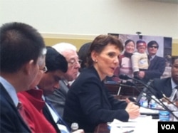 女权无疆界组织负责人瑞洁2012年5月3日在国会一次紧急听证会上作证