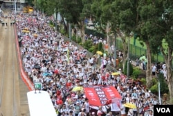 2019年6月9日香港反对逃犯条例修法大游行 (美国之音申华拍摄)