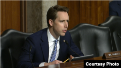 美国参议院军委会成员霍利(参议院视频截图)