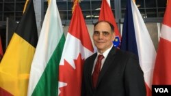 传统基金会国家安全与外交政策研究所副所长卡拉法诺2019年4月3日出席北约互动论坛(美国之音黎堡)