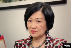香港建制派领袖、原保安局长叶刘淑仪接受美国之音采访。(2019年10月10日)