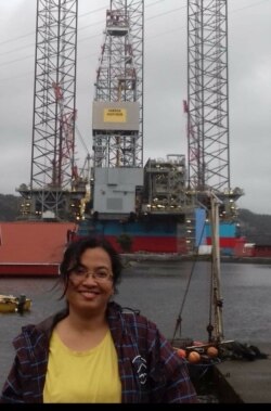 Vidya Sinisuka saat berada di rig Norwegia (dok. pribadi).