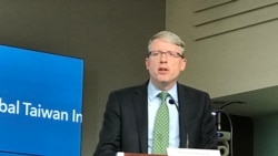 美国国防部印太安全事务首席副助理部长海大卫2019年9月11日在全球台湾研究中心发表演说(美国之音锺辰芳拍摄)