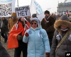 2月4日莫斯科反政府游行中的标语,大意是:“(总统大选中)没有选择”