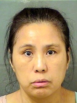 佛罗里达州棕榈滩郡治安官办公室提供的嫌疑人卢晶(译音)被捕登记时的照片。(2019年12月18日)