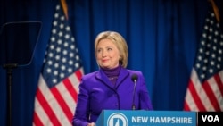 民主党总统参选人希拉里·克林顿出席新罕布什尔州的一次大型筹款活动。(美国之音记者方正拍摄)