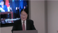 前日本防卫大臣森本敏2020年1月7日在哈德逊研究所讲话(哈德逊研究所画面截图)