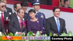 立法院长王金平、第一夫人周美青、马英九总统(中华民国国庆筹备委员会组织提供)