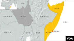 索马里地理位置示意图。