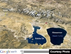 左上角为谷歌地图上的西藏阿里地区门士乡。(图片来自谷歌地图)