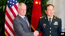 美国国防部长马蒂斯会晤中国国防部长魏凤和(2018年10月18号)