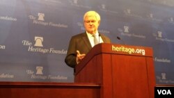纽特·金里奇在传统基金会上发表“川普主义”演讲(美国之音莫雨拍摄)