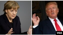 ဂျာမဏီဝန်ကြီးချုပ် Angela Merkel နဲ့ အမေရိကန်သမ္မတDonald Trump။