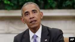 2016年9月16日,美国总统奥巴马在白宫会晤美国政界商界和国家安全领导人之前对媒体发布讲话。