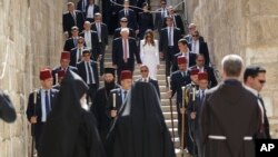 美国总统川普和第一夫人访问耶路撒冷的教堂(2017年5月22日)