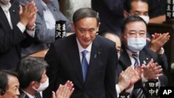 菅义伟2020年9月在国会众议院当选日本新首相(美联社)
