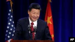 在美国西部城市西雅图访问的中国国家主席习近平在欢迎晚宴上发表讲话(2015年9月22日)