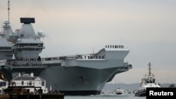 英国皇家海军“伊丽莎白女王”号抵达朴茨茅斯海军基地。(资料照片)