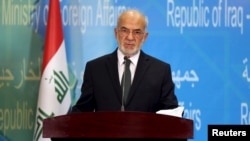伊拉克外长贾法里在记者会上讲话 (资料照片)