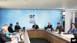 七国集团 G-7）2021年6月12号在英国举行峰会。（美联社照片）
