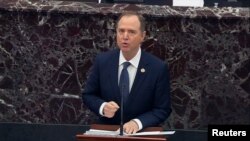 众议院首席弹劾经理人、众议院情报委员会主席亚当·希夫在参议院弹劾审判第二天做开场陈述(2020年1月22日)