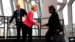 美国驻联合国大使琳达·托马斯-格林菲尔德(Linda Thomas-Greenfield)2023年5月17 日在冰岛首都雷克雅未克出席欧洲委员会峰会。(美联社)