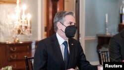 2022年2月15日,美国国务卿布林肯)在国务院会见阿尔巴尼亚总理埃迪·拉马(Edi Rama)(路透社)。