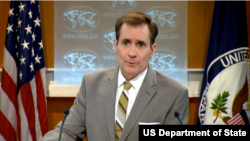 美国国务院发言人约翰.柯比发表声明祝贺蔡英文在台湾总统选举中胜选.(资料照片)