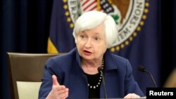 Bà Janet Yellen, Chủ tịch Cục Dự trữ Liên bang Mỹ, sẽ mãn nhiệm vào tháng 2 năm 2018 (ảnh tư liệu, ngày 15/3/2017).
