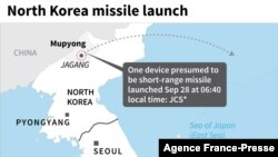 显示朝鲜最新导弹发射点的地图(法新社)