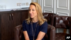 香港美国商会会长早泰娜(Tara Joseph)2021年7月19日在香港接受美联社采访。