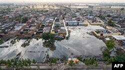 中国陕西晋中遭受水灾的地区。(2021年10月10日)