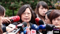 台湾总统蔡英文在2015年以民进党主席的身份访问美国。图为蔡英文在华盛顿接受媒体采访。(资料照片)