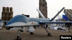 广东珠海中国国际航空航天博览会上展出的CH-4无人机。(2021年9月29日)