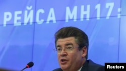 俄罗斯联邦航空运输署副署长奥列格·斯托尔切沃伊2015年7月16日在莫斯科的一次马航客机坠落新闻发布会上。(资料照)