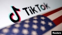 合成资料照:TikTok标志和美国国旗(路透社)