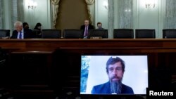 推特总裁多西2020年10月28日通过视讯在参议院作证(路透社)