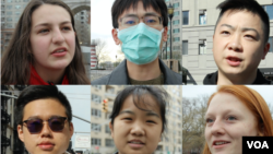 美国之音采访了六位在纽约市读书的学生, 听听他们对新型冠状病毒来袭的反应。(美国之音久岛)