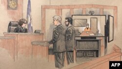 Ảnh phác hoạ phiên toà đầu tiên của cựu cảnh sát Derek Chauvin vào ngày 8/6/2020.