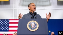 美国总统奥巴马在阿拉斯加州的一所学校发表讲话 （2015年9月2日） 