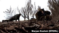 在乌克兰报道战争的记者受到迫击炮的袭击(2022年2月19日)