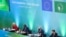 Dari kiri: Presiden Komisi Eropa Ursula von der Leyen, Presiden Senegal Macky Sall, Presiden Dewan Eropa Charles Michel dan Presiden Prancis Emmanuel Macron saat pembukaan KTT Uni Eropa Afrika di gedung Dewan Eropa di Brussels, Kamis, 17 Februari 2022. (Yves Herman, Pool via AP)