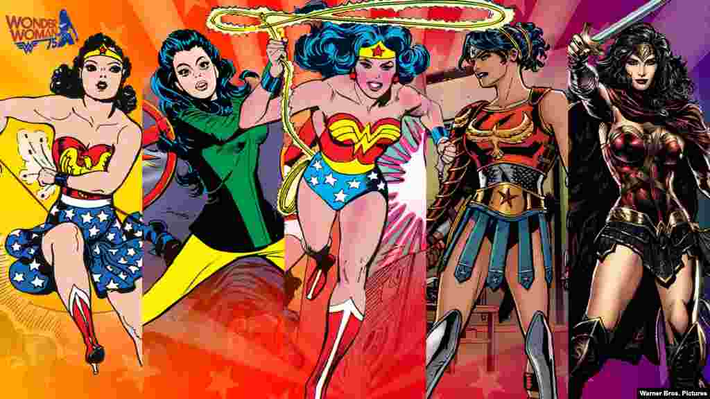 DC漫画里各种神奇女侠形象(华纳兄弟公司图片)。 神奇女侠人物原型来自DC漫画